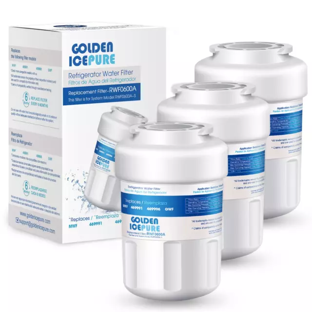 Fit for GE mwf pc75009 gse25gshecss rwf1060 HDX FMG-1 WFC1201 Water Filter 3Pack