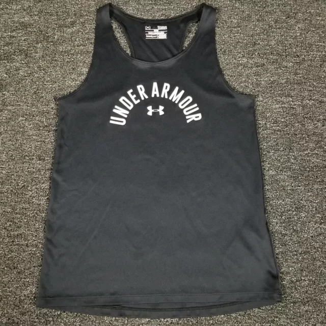Under Armour Tank Top Boys Large Black Fitted Heatgear Athletic Basketball Gym