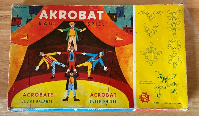 VINTAGE AKROBAT WOODEN Game / Acrobat Building Set Bau-Spiel West ...