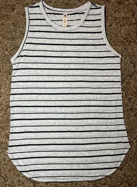 90 Degree by Reflex Tank Top Womens M Gray Black Striped Sleeveless Athletic