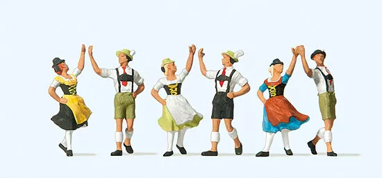 Preiser 10241 1:87 HO Bavarian May Pole Folk Dancers