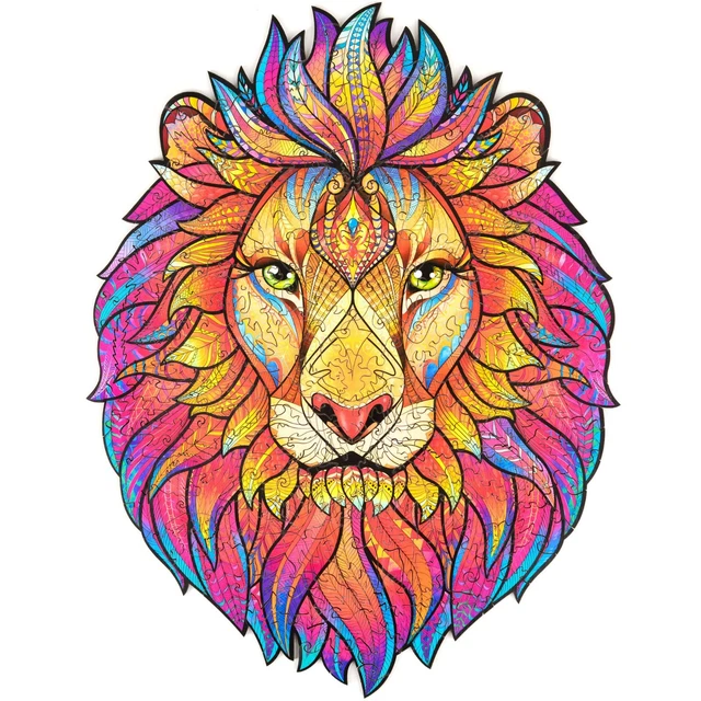 Unidragon Wooden Jigsaw Puzzles "Mysterious Lion" Wooden Puzzles Animals - M