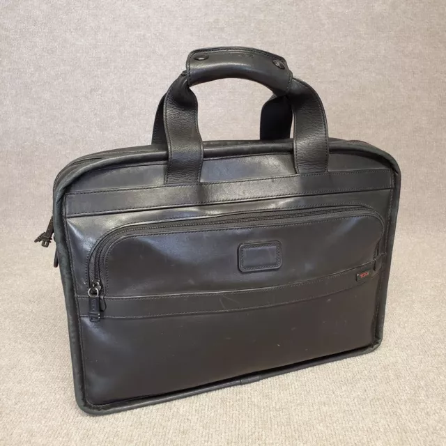 Tumi Alpha Slim Leather Large Screen Computer Portfolio Briefcase Laptop Bag