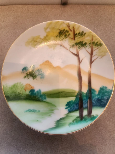 SJB China Hand Painted 4 in Decorative Plate Made In Occupied Japan