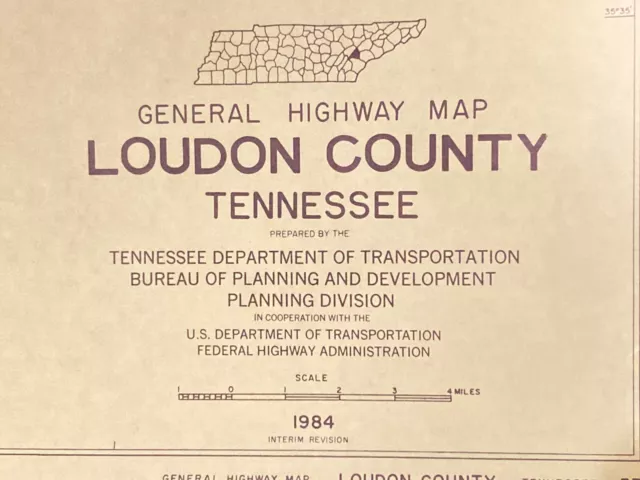 VINTAGE 1984 GENERAL Highway Map Loudon County TN Dept of Trans 18” x ...