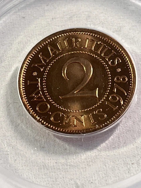 1978 Mauritius 2 Cents Graded MS 68 RD by ANACS