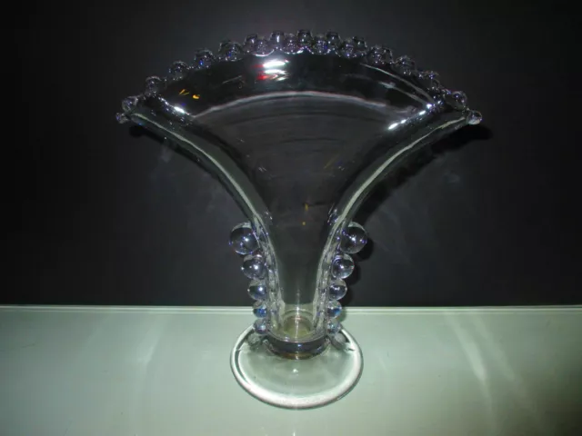Gorgeous Antique Art Glass Imperial Candlewick Bubble Fan Shaped Flower Vase