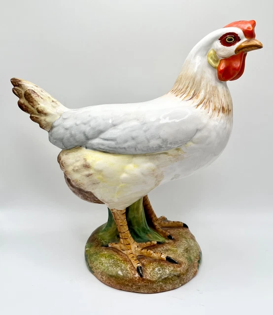 Vtg Majolica 9.5" Tall Italian Rooster UGO ZACCAGNINI Italy Statue Sculpture