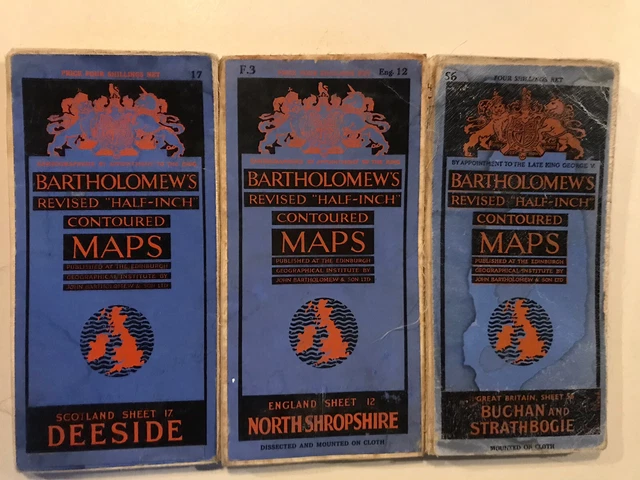 Bartholomews Revised "Half-Inch" Contoured maps x 3: North Shropshire, Deeside..