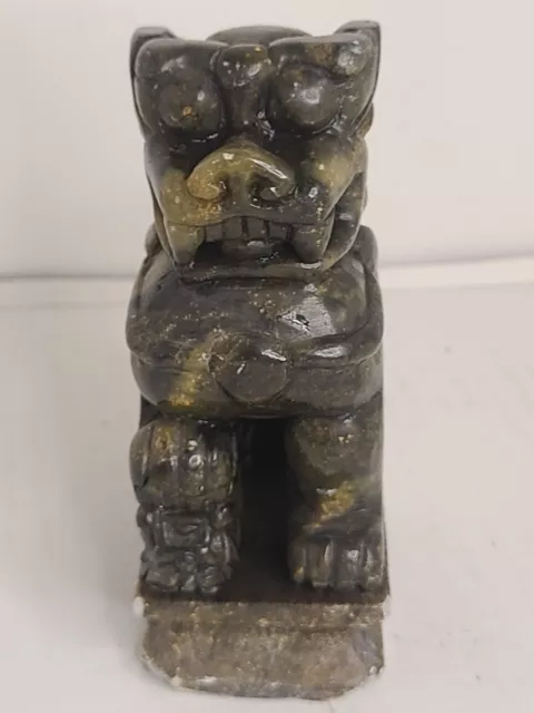 Vintage JADE STONE Carved CHINESE FOO DOG (Foo Lion) Sculpture ~ 1.13 lbs 2