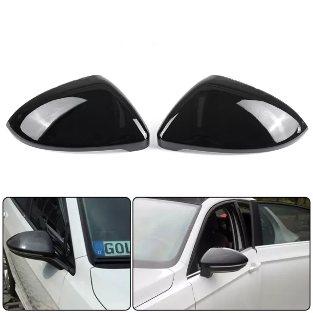 Paar Schwarz Außenspiegelgehäuse Spiegelkappen Für VW Golf 7 VII Variant GTI R