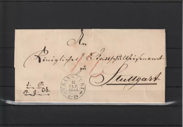 Vorphila-Brief Frankfurt nach Stuttgart, 1849 #1103821