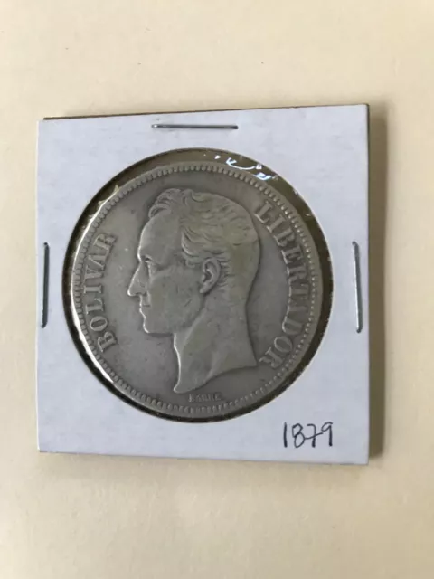 🇻🇪 VENEZUELA, 1879 5 Bolivares Y24.1