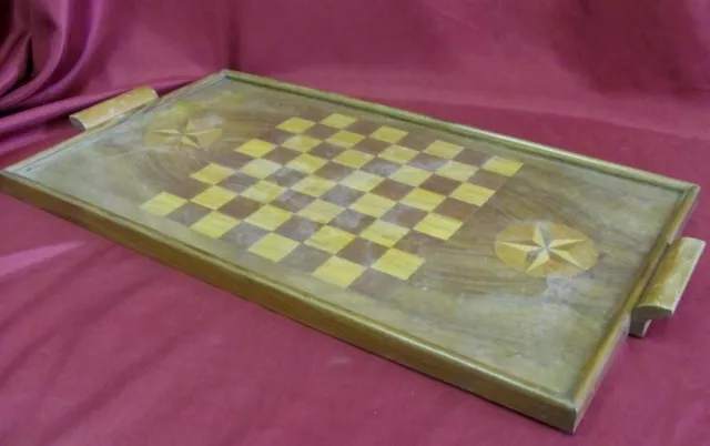 Antique Wooden Handmade Inlaid Chessboard Tray 2