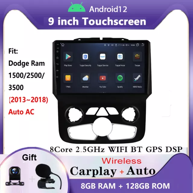 8+128GB für Dodge RAM 1500 2500 3500  2013-2018 Autoradio GPS Carplay Android 12