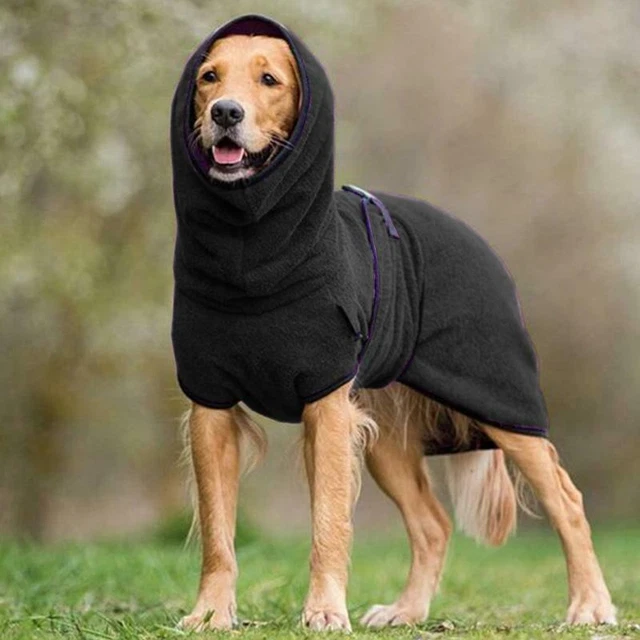 Dog Coat Jacket Clothes Pet Towelling Drying Bath Robe Buckle Hoodie Apparels AU