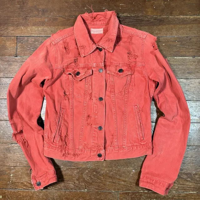 Ralph Lauren Denim & Supply Distressed Trucker Red Biker Jacket Women’s Size S