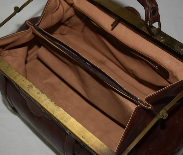 vintage HEBAMMENTASCHE Lancaster Paris - Handtasche echt Leder Damen Arzttasche 11