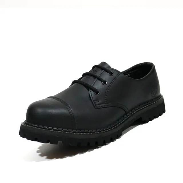 Grinders New Regent Cs  Black Leather Unisex Shoes 3 Eyelets Steel Cap Combat