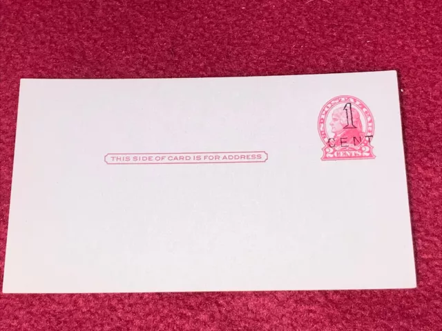 U.S. Scott UX35/33 unused preprinted postal card 1c on 2c red on cream overprint