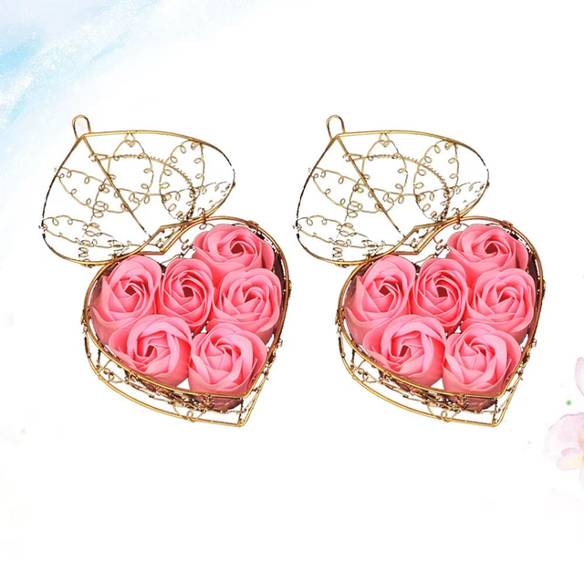 2 juegos fragancia floral baño pétalos de rosa cuerpo en corazón caja de regalo para