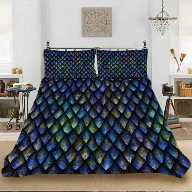 Blue Mesh Scales 3D Printing Duvet Quilt Doona Covers Pillow Case Bedding Sets