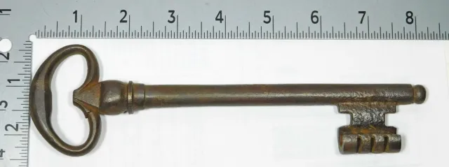 Large 18th Century Hand Wrought Iron 8" Key - Nice & Probably European (40224)
