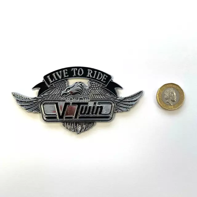 LIVE TO RIDE V-TWIN Motorcycle Metal Solid Sticker/Stick-On Emblem/Badge M299101
