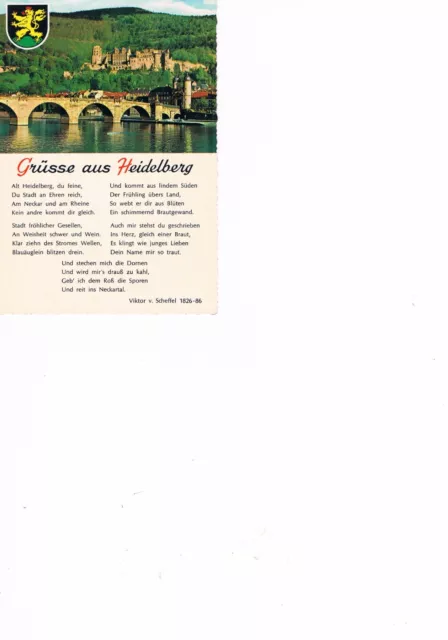 1 x AK color, "Grüsse aus Heidelberg", Alte Neckarbrücke und Schloß, ungelaufen