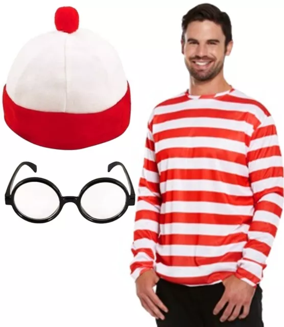 Mens Red White Stripped Kit Fun Stag Do Book Find Week Fancy Dress One Size