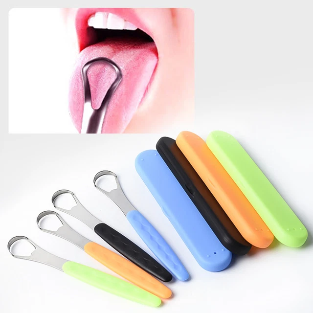 Cepillo de lengua resistente al desgaste cuidado oral no roto limpiador de lenguas de acero inoxidable