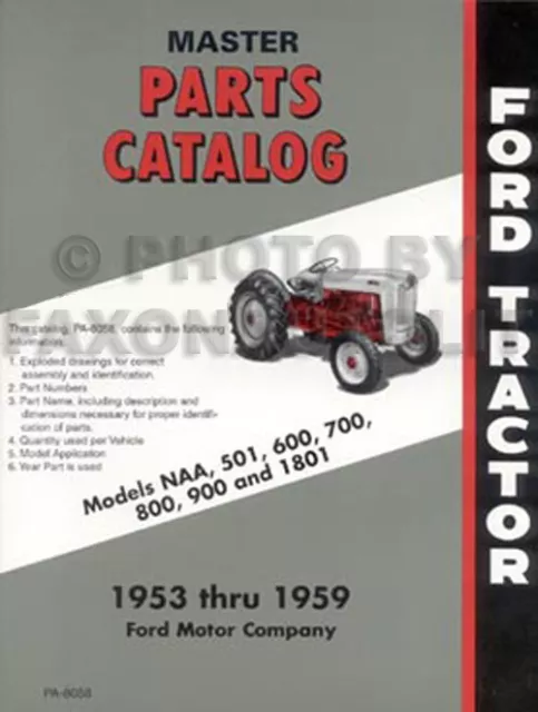 Ford NAA and Golden Jubilee Tractor Parts Book Master Catalog 1953 1954 1955