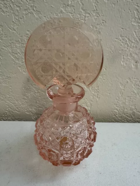 Vintage Antique Irice Czech Glass or Crystal Pink Perfume Bottle