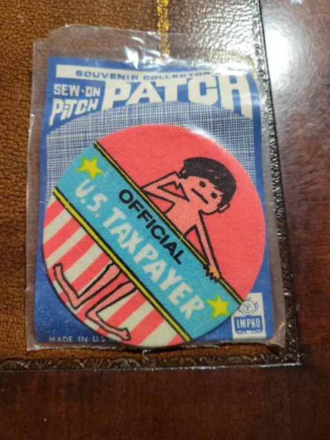 Vtg 1970s IMPKO Brand Funny Patch Official U.S taxpayer sew on pitch NOS