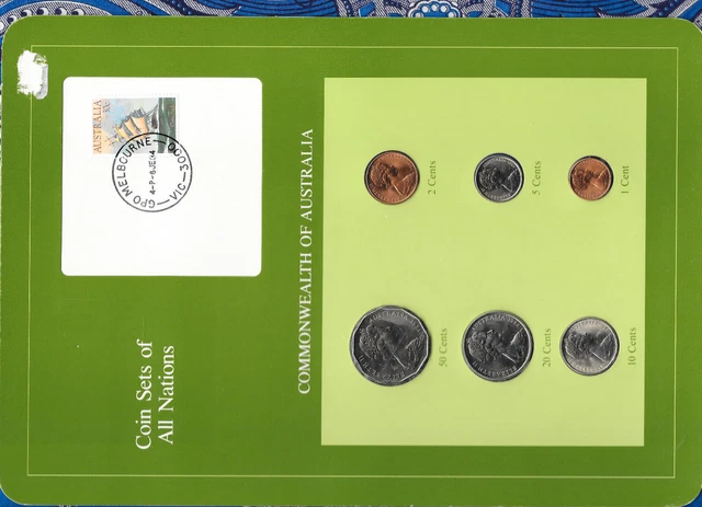 Coin Sets of All Nations Australia UNC 50,20,10,5,2 cents 1984 1 cent 1983