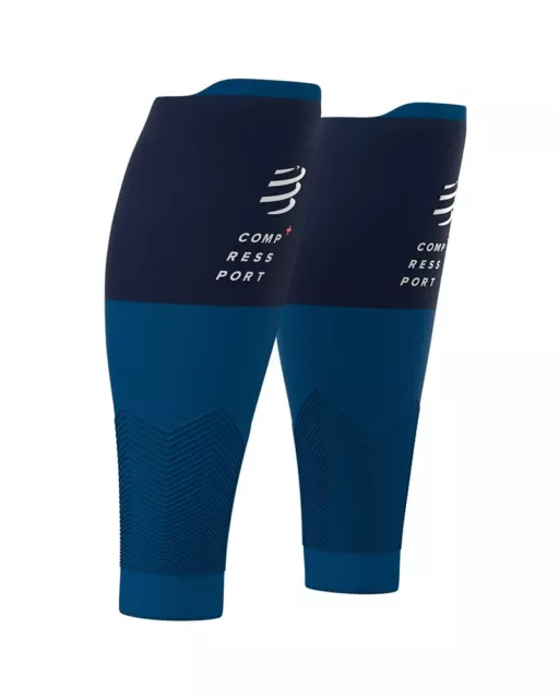 Compressport Calf R2 V2 Gambaletti a Compressione, Blu