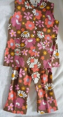 GIRLS 2-PIECE FLORAL BUTTON FRONT TUNIC TOP + TROUSERS Age 2-4 years  BY CUCKOO
