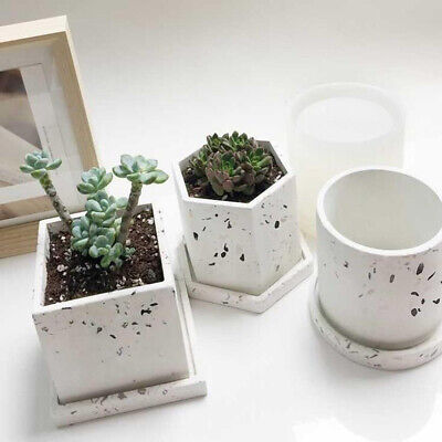 Flowerpot hormigón silicona forma plantas round pen contenedores yeso Contémplelo Craft DIY