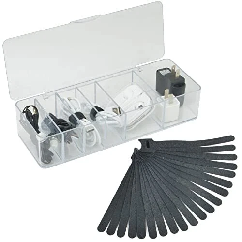 Electronics Organizer 6 Sections Clear Acrylic Cable Storage Bin Box Cord Hol...