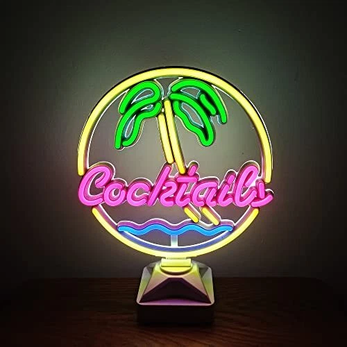 Cocktail Beach Palm Desktop Neon Sign Night light Art Light for Bar Club