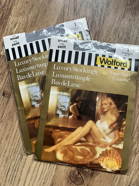 Vintage Wolford Grey Luxury Stockings Size Small In Original Packs