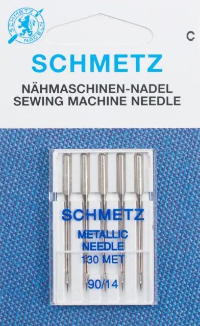 5 Schmetz Metallic-Nadeln Stärke 80 (Nähmaschinennadeln 130/705H-MET)