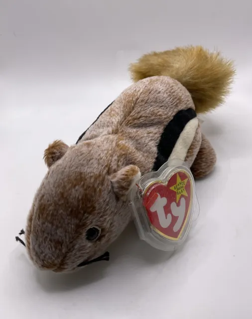 Ty Beanie Babies Chipper The Chipmunk With Tag In Plastic Protector Retired
