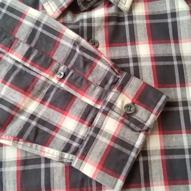 Vince Shirt Mens Large Button Up Long Sleeve Black Gray Red Plaid Casual