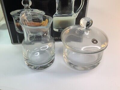 ROMANIA Vintage THE GLASS SHOP Crystal sugar and Creamer NEW IN BOX F2