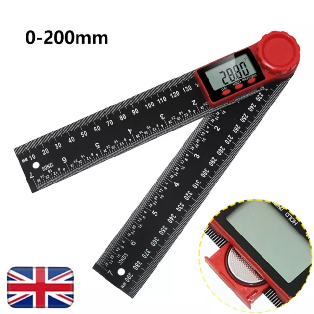 2 in 1 200MM Folding Digital LCD Angle Finder Ruler 360° Protractor Gauge NEW