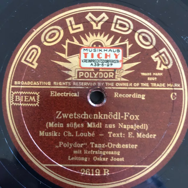 78 rpm OSKAR JOOST "Zwetschgenknödl-Fox" FOXTROT 1937