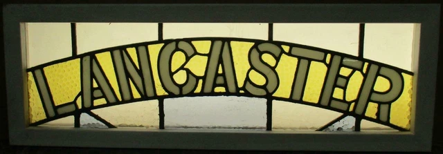 OLD ENGLISH LEADED STAINED GLASS WINDOW TRANSOM Lancaster 34.5" x 11.75" 2