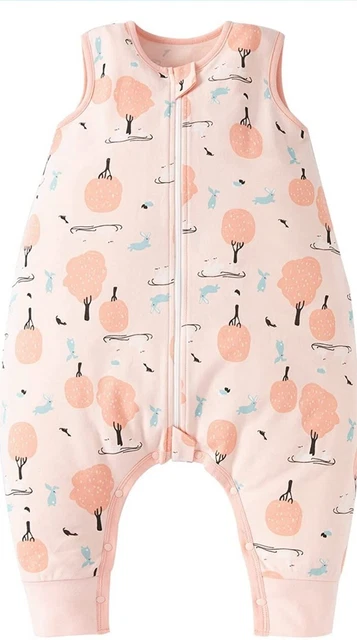 Saco de dormir para bebé con piernas, saco de dormir de verano 0,5 TOG, 100% algodón 1-2 años
