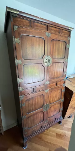 Vintage Henredon Pan Asian Armoire Wardrobe High Chest